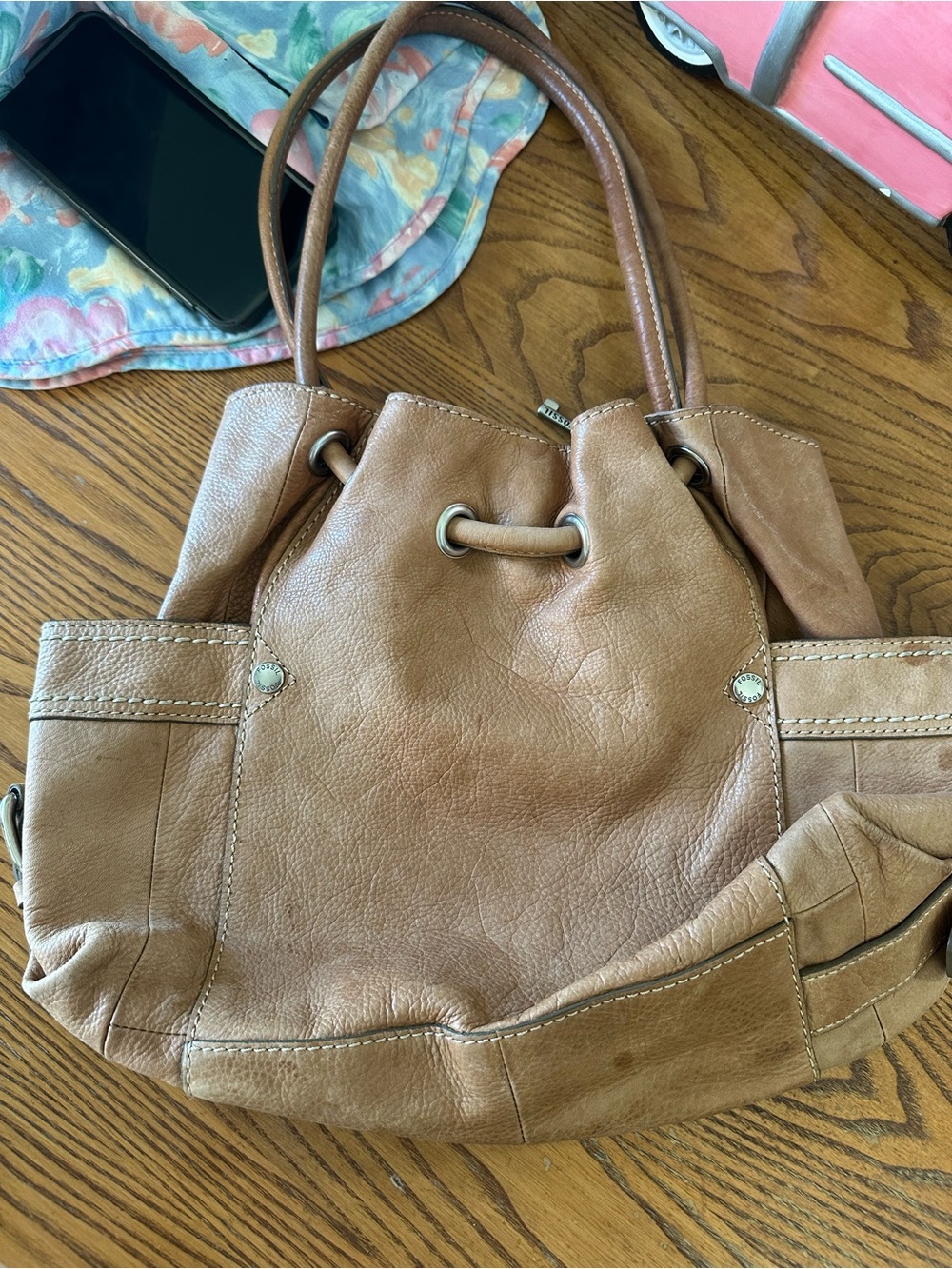 Fossil Tan Leather Shoulder Bag